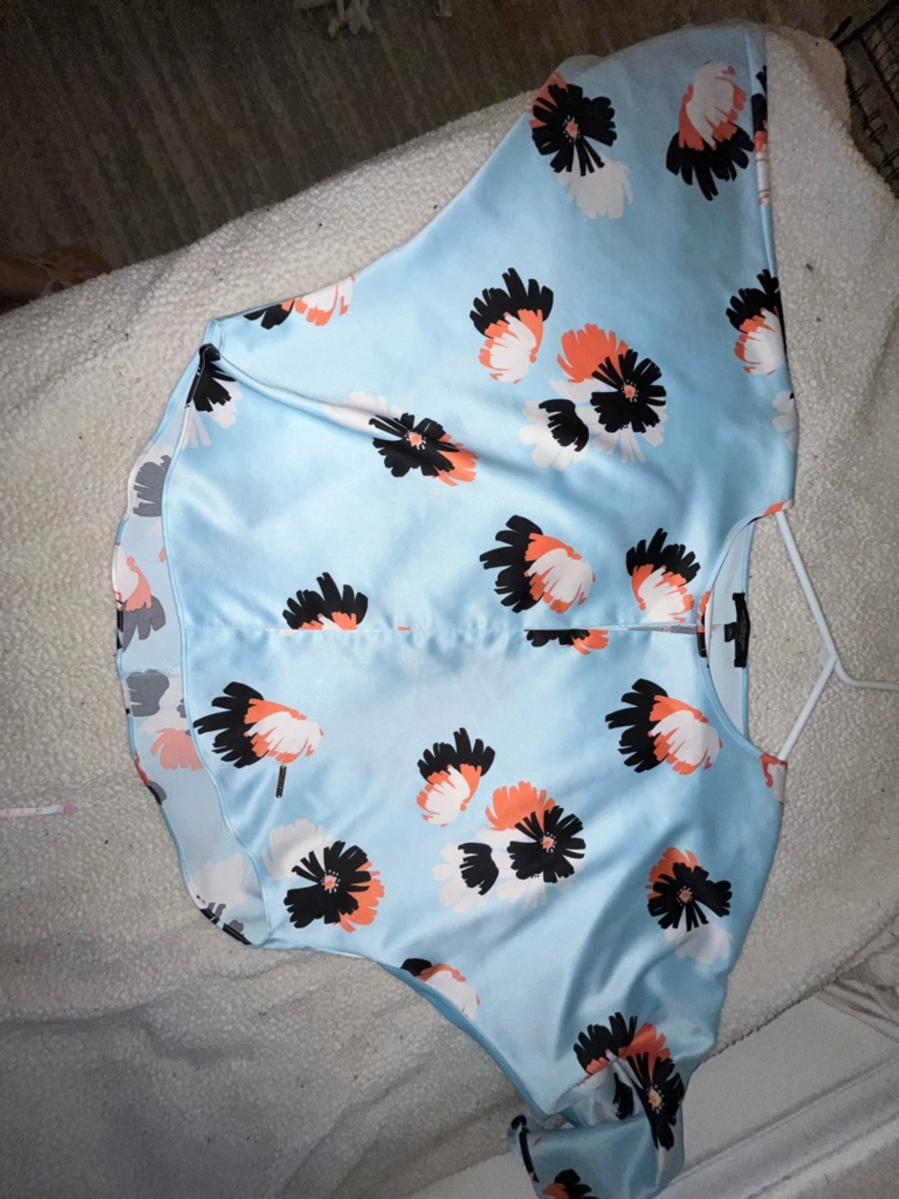 Light Blue Floral Satin Blouse - Marc New York (Andrew Marc) Brand Wmns Size M - Picture 4 of 11